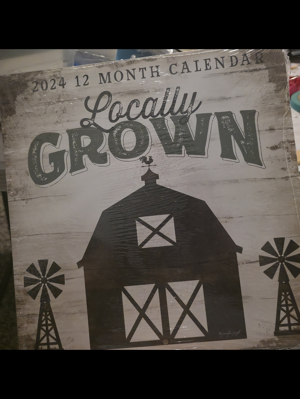 Locally Grown 2024 Wall Calendar - Rustic White and Black
